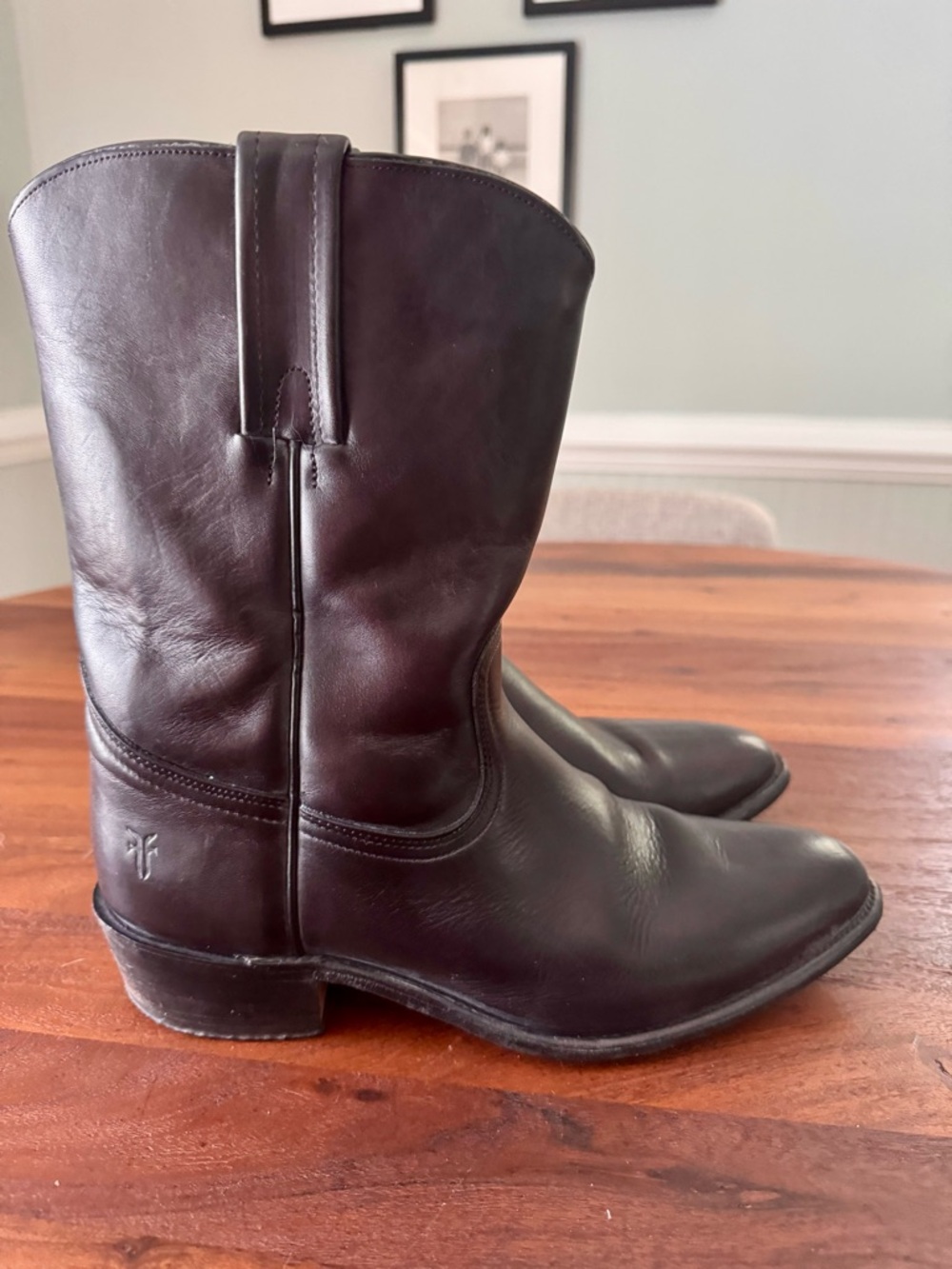 Frye Heritage Nash Roper Western Leather Black Boots Men’s 10.5 D Low Profile